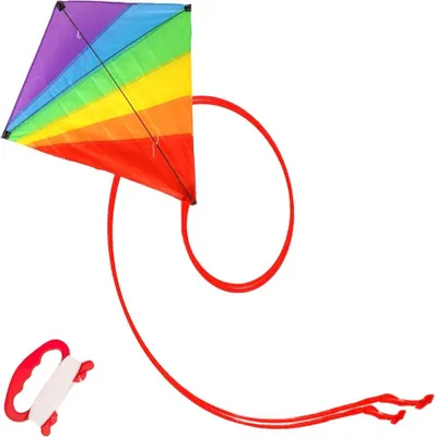 Produktbild von Regenbogen-Drachen 87x81 cm mit langer Schnur
