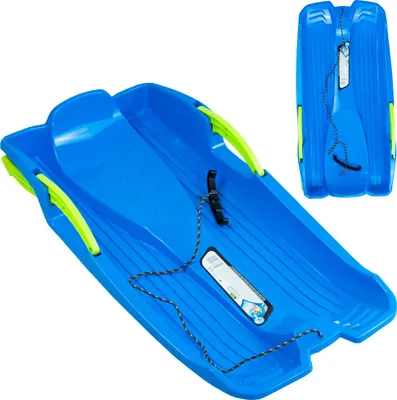 Produktbild von Prosperplast Schneerutscher Porutscher Schneeflitzer für Kinder Kunststoff Kinderbob Bob Schlitten Rodel Schneegleiter mit Zugseil und Bremse (Blau)