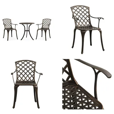 Obrázek produktu pro vidaXL 3 ks Bistro set litý hliník bronz - Bistro set - Bistro sety - Bistro sety - Bistro sety - Bistro sety