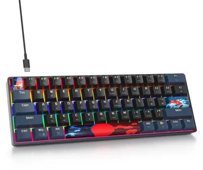 Productafbeelding van Gaming toetsenbord, mechanisch, mini-toetsenbord 60%, 61 toetsen met regenboogachtergrondverlichting