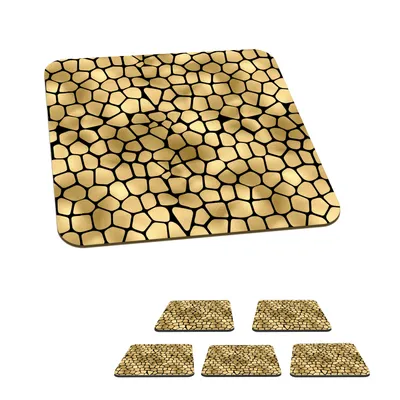 Obrázek produktu pro KitchenYeah® Skleněné podtácky čtvercové sada 6 vzorů - tvary - zlaté 10x10 cm podtácky na sklenice - nápojové podtácky - ochrana desky stolu - stolní podtácky na šálky stolní barové sklo