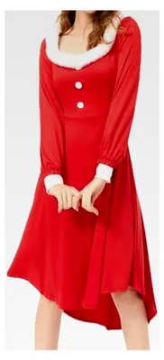 Produktbild von Damen Weihnachtskleid Miss Santa Kostüm Langarm V-Ausschnitt Party Kleid