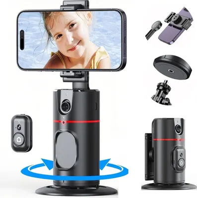 Produktbild von Smartphone Gimbal P02, AI Gesichtsverfolgung, 360° Drehung Selfie Ständer, Handgesten Steuerung, Bluetooth, Stabilizer, Vlog, Live Streaming