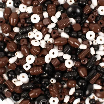 Produktbild von Playbox Holzperlen 450 Stk mix braun schwarz & weiß