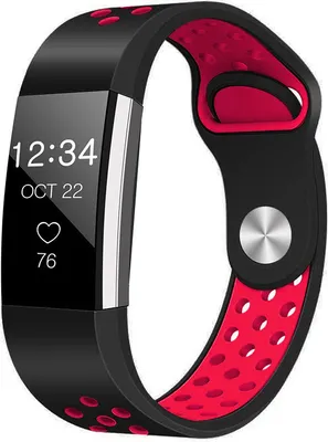 Produktbild von Strap-it Fitbit Charge 2 Sportarmband (Schwarz / Rot) - Große: S/M