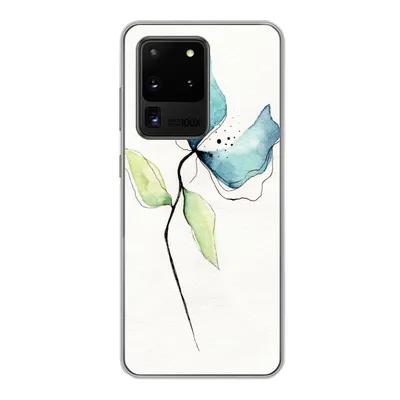Produktbild von MuchoWow® Handyhülle Schutzhülle Hülle für Samsung Galaxy S20 Ultra Blumen - Aquarell - Blau Silikon Softcase Handy Hülle - Karteninhaber