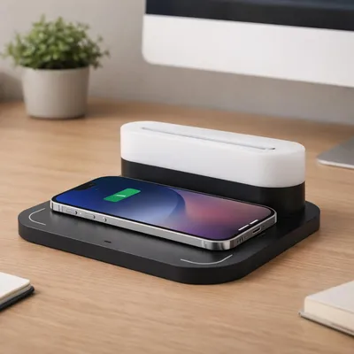 Produktbild von Kabelloses Ladegerät 15W mit LED Licht, Touchfunktion & USB-C Kabel, Wireless Charging Pad für Smartphone, 3 Lichtfarben, Schwarz
