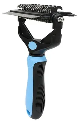 Productafbeelding van Ontklittingsborstel, roestvrij staal, geschikt voor honden en katten, blauw