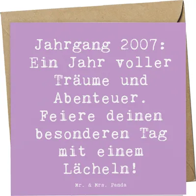 Produktbild von Mr. & Mrs. Panda Grußkarte Spruch 2007 Geburtstag - Lavendeltraum - Geschenk, Glückwunsch, Klappkarte, Geburtstagsgeschenk, doppelkarte, Glückwunschkarte, Lächeln