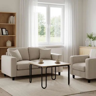 Image de Table basse exclusive en bois massif, chêne, dimensions : 79,5 x 79,5 x 45 cm