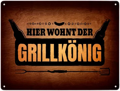 Produktbild von Hier wohnt der Grillkönig Metallschild XXL Schild Blechschild Aluminiumschild