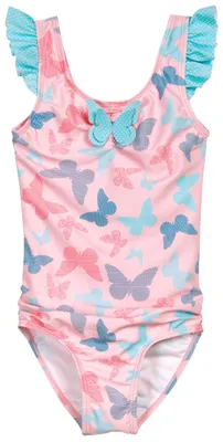 Produktbild von Playshoes Mädchen Schwimmanzug Badeanzug, Rosa Schmetterlinge, 98-104