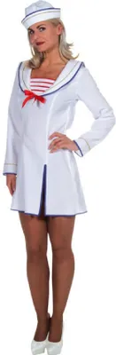 Produktbild von M206136-S weiß-blau-rot Damen Marinekostüm Matrosenkleid Gr.S