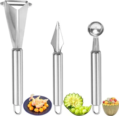 Produktbild von Obstmesser-Set - multifunktional - 3 Stück - rostfreier Stahl