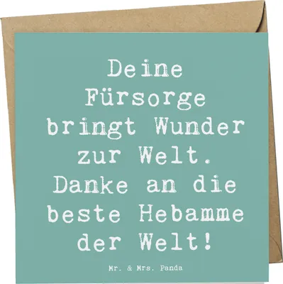 Produktbild von Mr. & Mrs. Panda Grußkarte Spruch Beste Hebamme - Meeresbrise - Geschenk, Danke sagen, Bedanken, doppelkarte, Klappkarte, anlasskarte, Wertschätzung, Vertrauen, Fürsorge