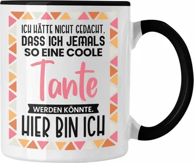 Produktbild von Trendation - Beste Tante Ever Tasse Geschenk Geburtstag Weihnachten Lustig Geschenkideen von Nichte Lieblingstante Hier Bin Ich (Schwarz)