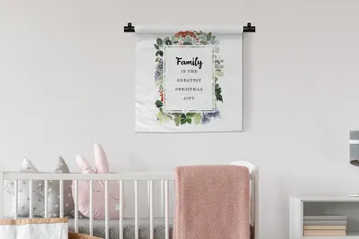 Produktbild von MuchoWow® Wandteppich Wandbehang Weihnachten - Zitat - Familie 60x60 cm Tapisserie Dekoration Wandtuch - Dekorationen - Wand Decke