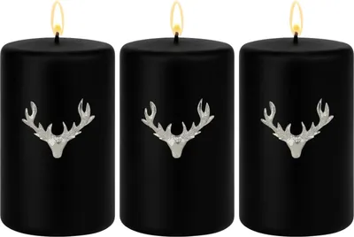 Produktbild von Marrakesch 3er Set Kerzenstecker Silber 6x6cm | Candle Pins Stecker für Adventskranz, Stumpenkerzen & Kerzenhalter als Hirsch Deko Muster -I- | Weihnachtsdeko Adventsdeko Kerzenpin Pin zum Stecken