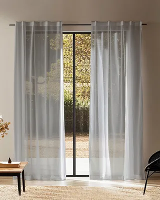 Produktbild von Gardine Aura Voile Transparent HOOMstyle 140x270cm - Kräuselband - Grau