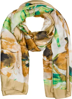 Produktbild von styleBREAKER Damen Schal mit buntem Blumen Muster im Aquarell Stil, Seidig leichtes Tuch 01016238