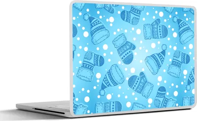 Produktbild von MuchoWow® Laptop Aufkleber Sticker Cover Handschuhe - Mütze - Winter - Schnittmuster 32.5x23.5 cm - Sticker für Laptop - Selbstklebend