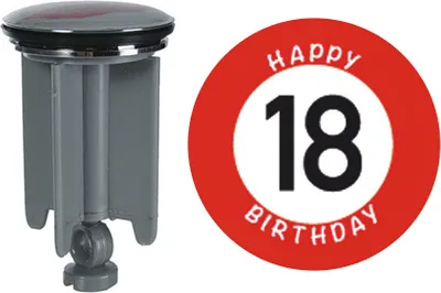 Produktbild von Waschbeckenstöpsel Waschbeckenstopfen Waschtischstöpsel »Happy Birthday 18«