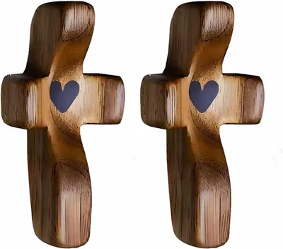 2er-Set handgemaakte houten kruisen, 5 cm, Taschenkreuz