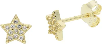 Produktbild von Ohrstecker Silber 925 Gold plattiert Zirkonia Stern JL52-06-0024 JuwelmaLux