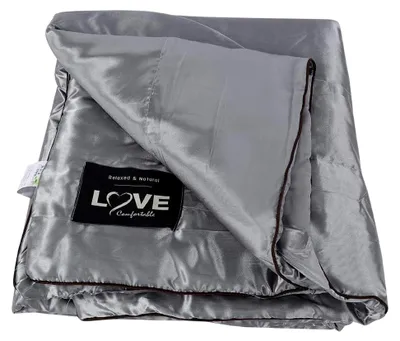 Produktbild von Sommerdecke aus Eisseide 180 x 220 cm, Kühldecke, leichte und weiche Sommerdecke, doppelseitige Kältedecke, Steppdecke, ultraleichte Reisedecke, grau