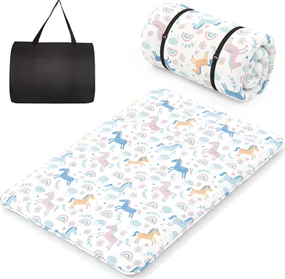 Obrázek produktu pro COSTWAY Japonská futonová matrace, matrace tatami, podlahová matrace, skládací matrace s pratelným potahem a taškou na přenášení, spací podložka 140 x 200 cm Barevní poníci