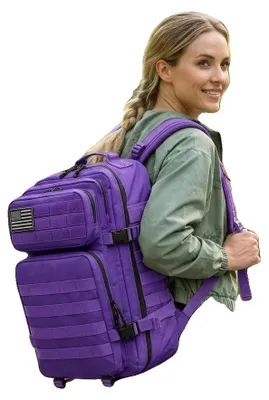 Imagen del producto de Mochila táctica para exteriores, de gran capacidad, con correas ajustables, color morado
