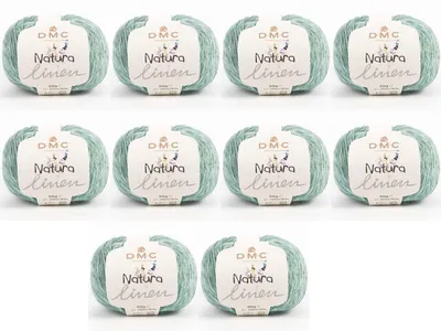 Imagen del producto de 10 ovillos de hilo Natura Linen de DMC – Mezcla de lino premium para tejer en verano (50 g), color (08)