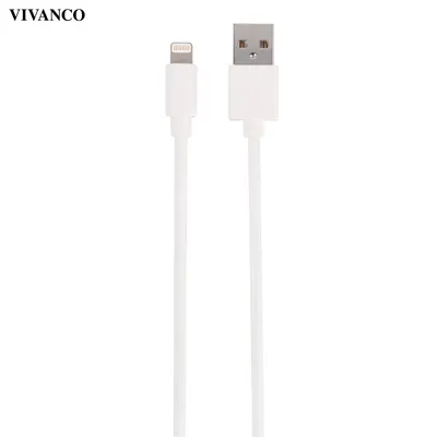 Produktbild von ViVanco™LIGHTNVVUSBCABLE12, 1,2 m, Lightning, USB A, Weiß, iPhone 5/5s, iPhone 6/6s Plus, iPad Air, iPad mini, 200 mm