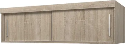A wall-mounted cabinet with sliding doors.