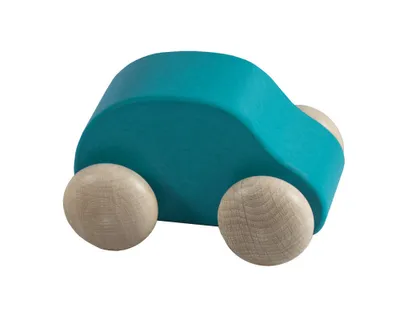 Produktbild von Robustes traditionelles Holz Spielzeugauto in Türkis für Kleinkinder ab 1 Jahr