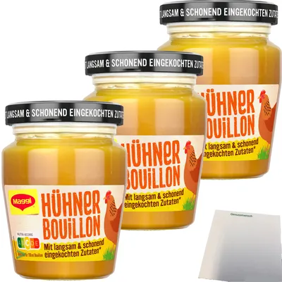 Produktbild von Maggi Eingekochte Bouillon Huhn für je 3,5l 3er Pack (3x160g Glas) + usy Block