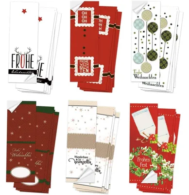 Produktbild von Logbuch-Verlag Weihnachtsetiketten SET - 6 x 10 Weihnachtsdeko Aufkleber 5 x 14,8 cm FROHE WEIHNACHTEN rot weiß - Geschenkaufkleber weihnachtlich