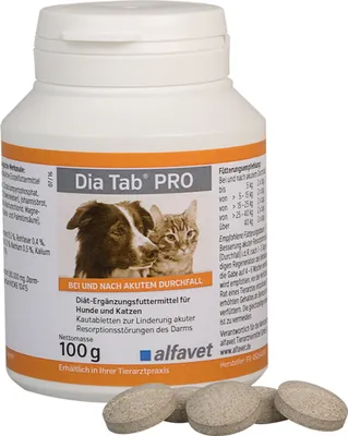 Produktbild von Alfavet Dia Tab PRO 100 g | bei Durchfall von Hunden & Katzen