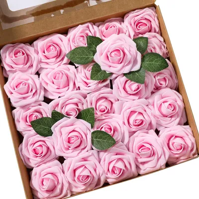 Kunstrosen aus Schaumstoff, 25 Stück, rosa, für DIY-Deko