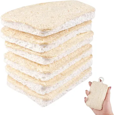 Imagen del producto de Esponjas de lufa naturales, 6 unidades, 11x7 cm, reutilizables, para el baño y la cocina