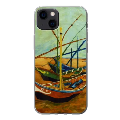 Produktbild von MuchoWow® Handyhülle Schutzhülle Hülle für iPhone 13 Fischerboote am Strand - Vincent van Gogh Silikon Softcase Handy Hülle - Karteninhaber