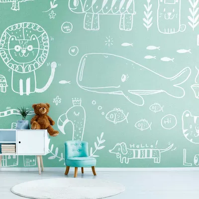 Produktbild von Profhome 383041-GU Fotovliestapete Kindervliestapete matt grün weiß 3,71 m x 2,8 m