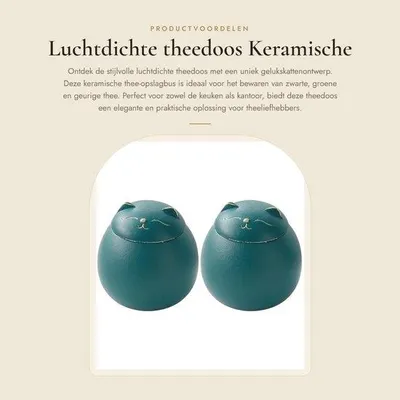 Zdjęcie produktu dla Theedoos, szczelny - ceramiczny - 17 cm - Przenośne pojemniki do przechowywania herbaty - Bezpieczne użytkowanie - Idealne do herbaty czarnej/zielonej - Dzbanek do herbaty