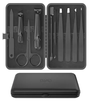 Immagine prodotto di Kit manicure 10-in-1 in acciaio inossidabile con custodia da viaggio nera