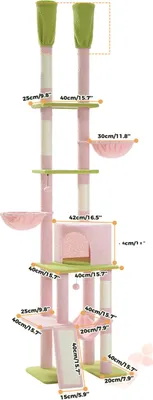 Immagine prodotto di Albero per gatti, altezza regolabile 216 cm - 285 cm, cinque livelli di gioco, AMT0221PK, L