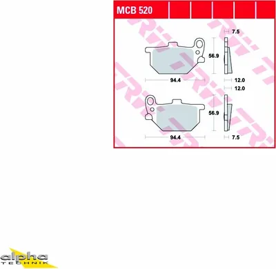 Immagine prodotto di Set di pastiglie freno TRW MCB520 XS750SE 3L3