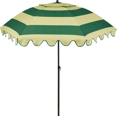 Image de Mica Decorations Parasol inclinable à volants - Parasol droit 238 x Ø195 cm - Protection solaire pour jardin ou balcon - Polyester, acier - Terra