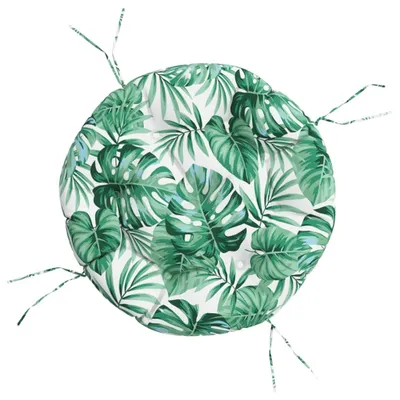 Image de vidaXL Coussin Rond Motif Feuilles Ø 60 x 11 cm Tissu Oxford