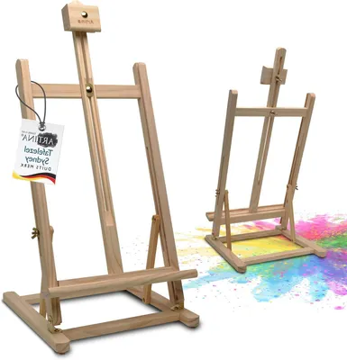 Zdjęcie produktu dla Stojak do malowania - drewniany - do prac artystycznych - regulowany kąt - wysokość 60 cm - kolor drewna