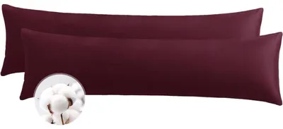 Image de Coussin pour personnes dormant sur le côté, housse 40 x 145 cm, en coton, couleur rouge, lot de 2, avec fermeture éclair